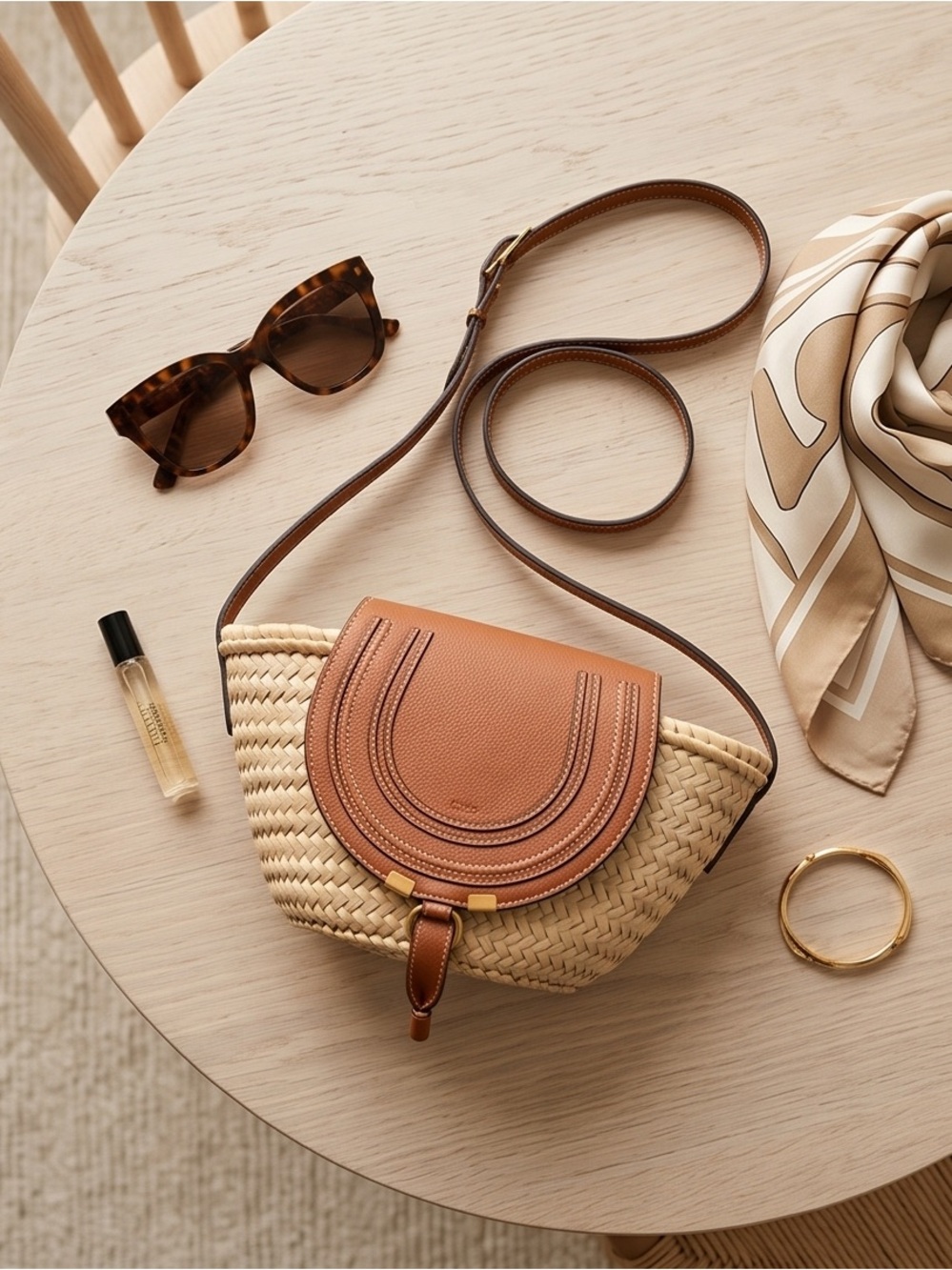 CHLOE
Marcie Small Raffia Crossbody Basket Bag